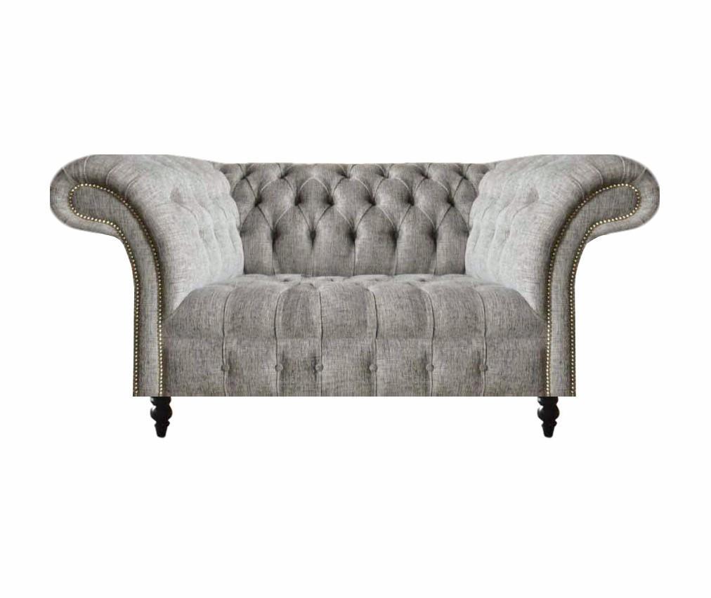 Design Sofa Couch Zweisitzer Grau Sitzmöbel Wohnzimmer Einrichtung Chesterfield