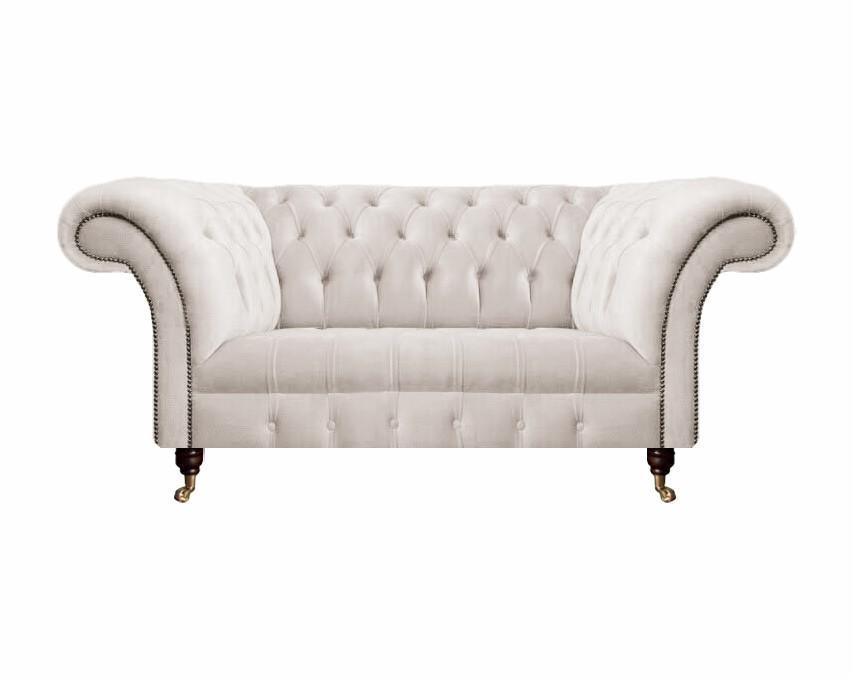 Sofa Zweisitzer Couch Polstermöbel Weiß Einrichtung Textil Möbel Chesterfield