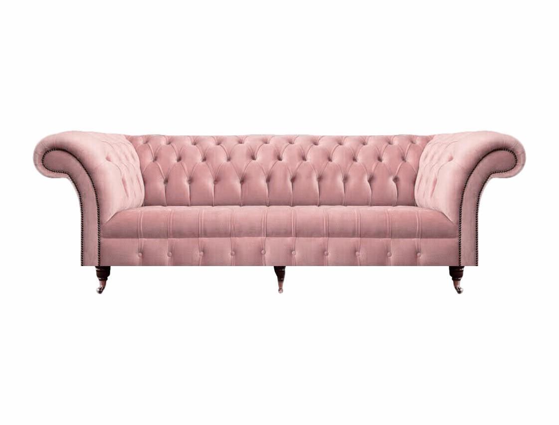 Polstermöbel Sofa Dreisitze Neu Textil Rosa Einrichtung Chesterfield Wohnzimmer