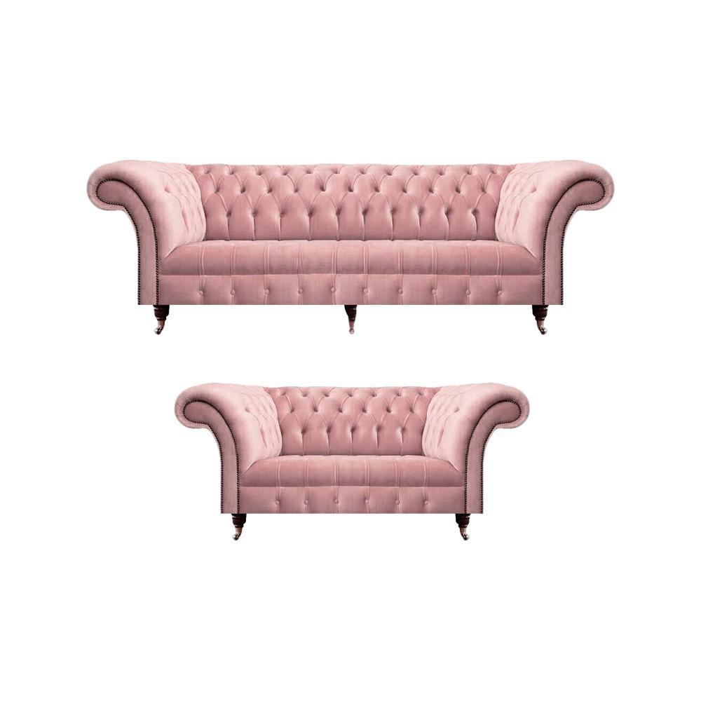 Sofagarnitur 2tlg Rosa Komplett Chesterfield Wohnzimmer 2x Sofas Neu Einrichtung