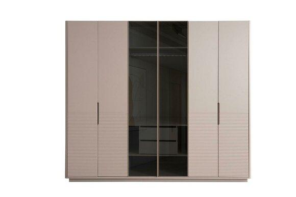 Designer Beiger Glasschrank Moderne Schlafzimmer Holz Möbel Schrank
