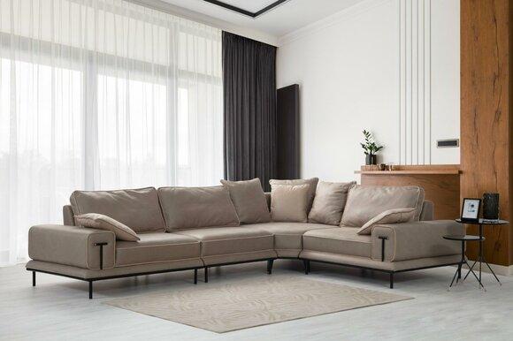 Stilvolles Ecksofa Beige Wohnzimmer Wohnlandschaft Designer L-Form Couch
