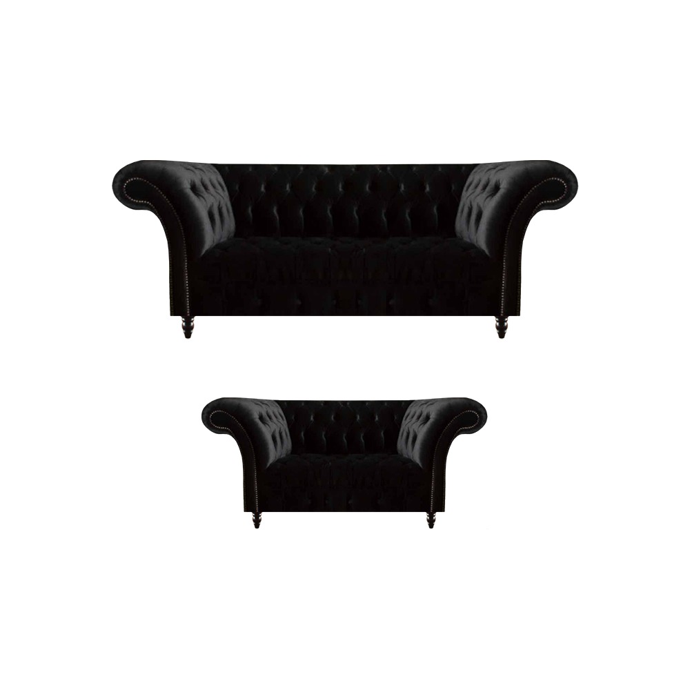 Exklusive Schwarze Chesterfield Sitzmöbel Moderne Posltercouchen 2tlg