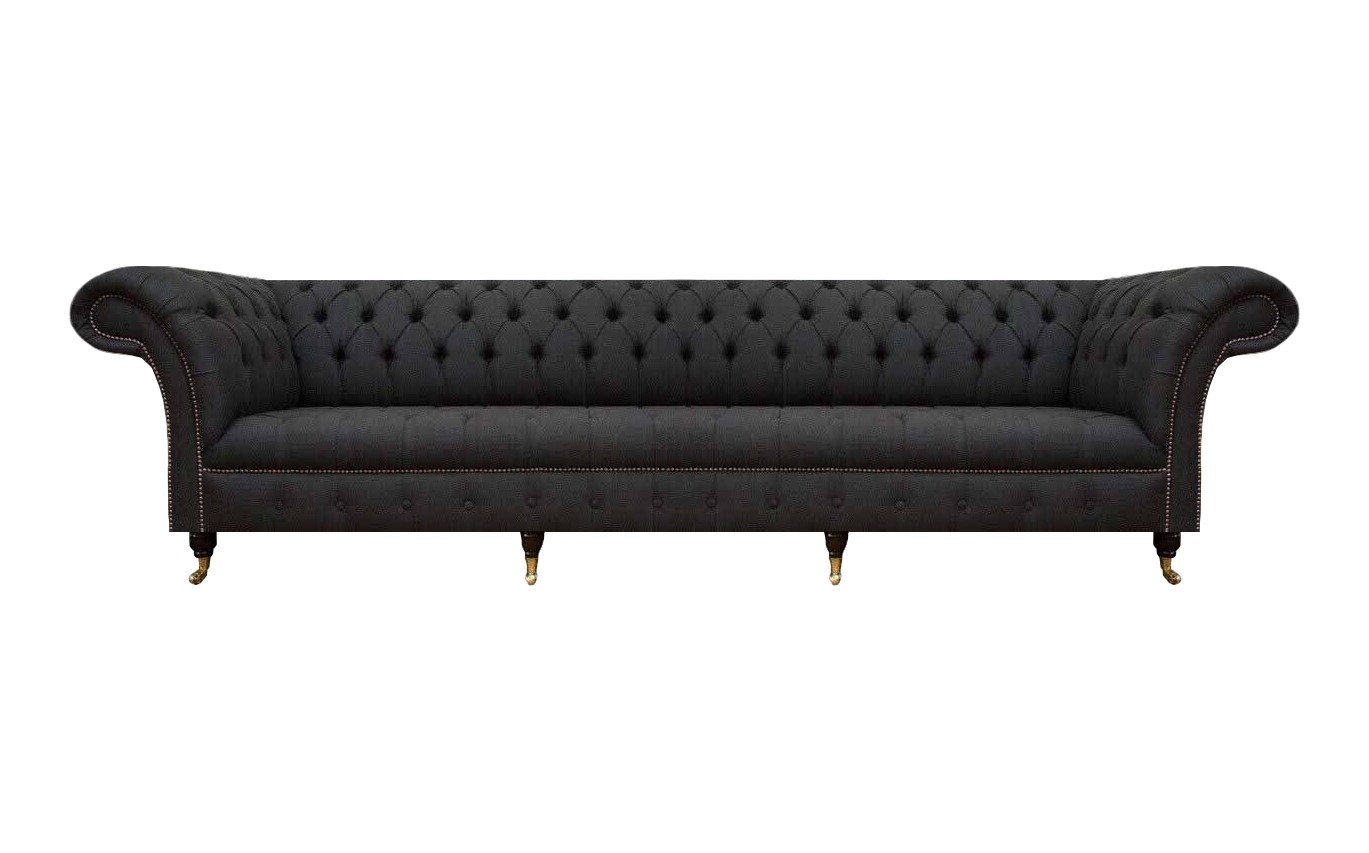 Schwarze Chesterfield Polstercouch Exklusive Wohnzimmer Couch 4-Sitzer