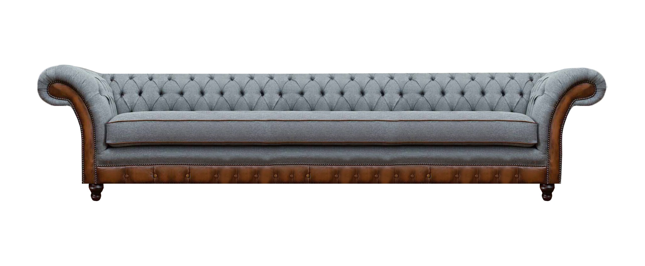 Graue Chesterfield Bettfunktion Viersitzer Polstersofas Designer Couch