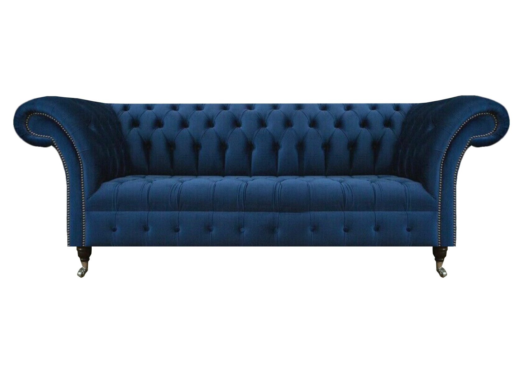 Dunkelblaue Chesterfield Wohnzimmer Couch Designer Dreisitzer Sitzmöbel