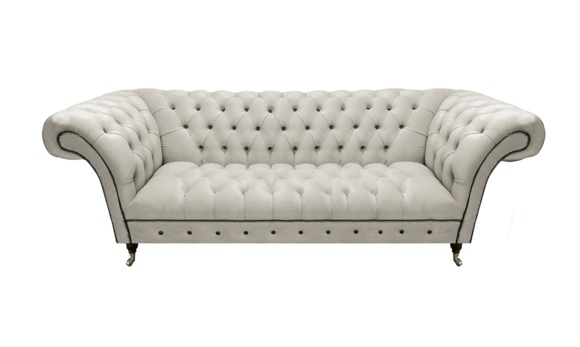 Weiße Chesterfield Kunstleder Couch Wohnzimmer Sitzmöbel Edler 3-Sitzer