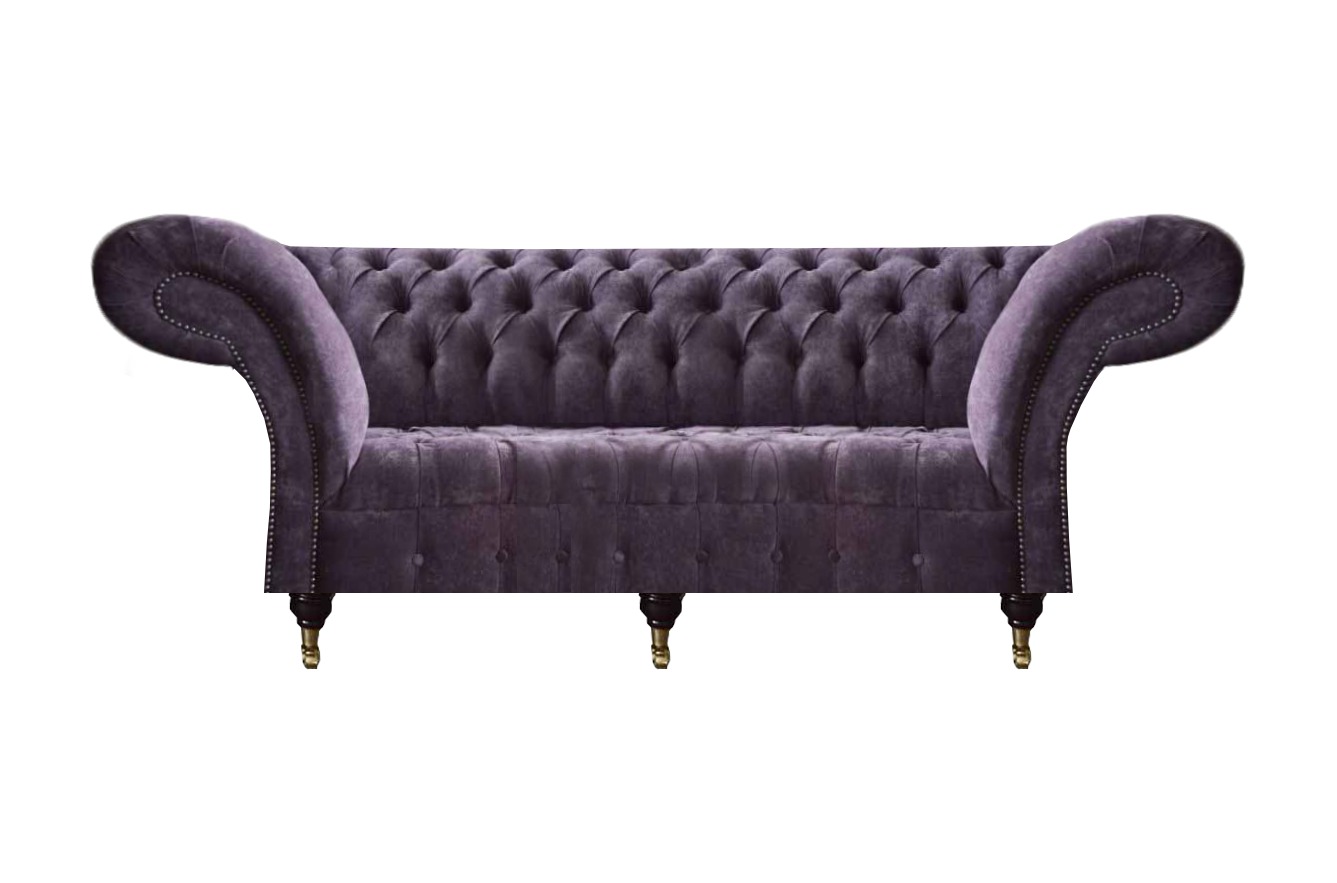 Stilvoller Lila Chesterfield Dreisitzer Wohnzimmer Polstercouchen Möbel