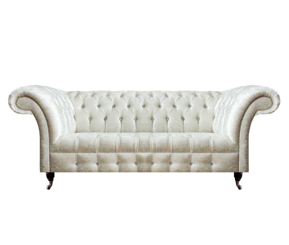 Luxus Weiße Chesterfield Polstercouch Designer 3-Sitzer Sofa Sitzmöbel