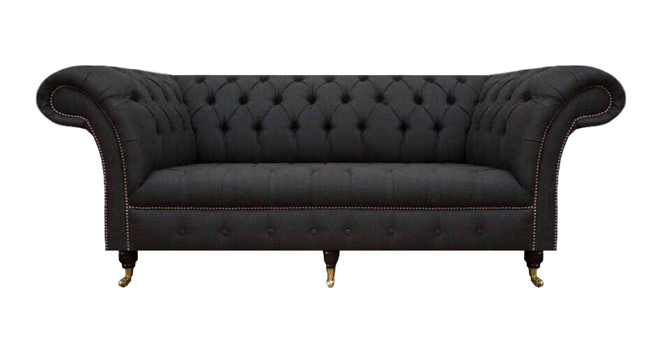 Schwarzes Chesterfield Sofa Designer Wohnzimmer Edle Couch 3-Sitzer