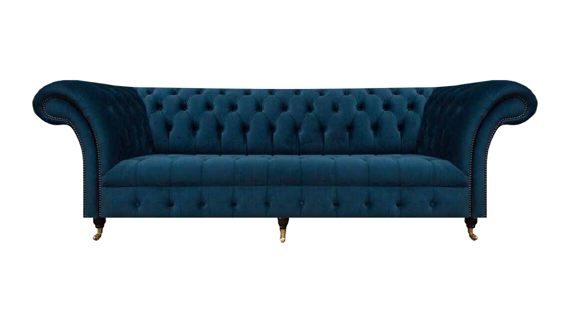 Chesterfield Designer Möbel Dunkelblaue Couch Designer Edle Textilsofas