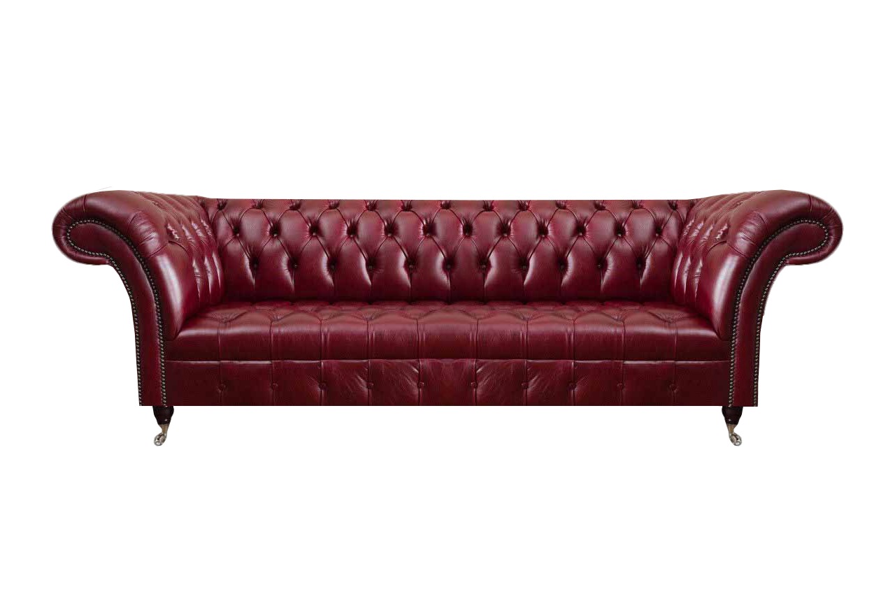 Dunkelrote Chesterfield Couch Wohnzimmer Ledersofa Stilvolle Sitzmöbel