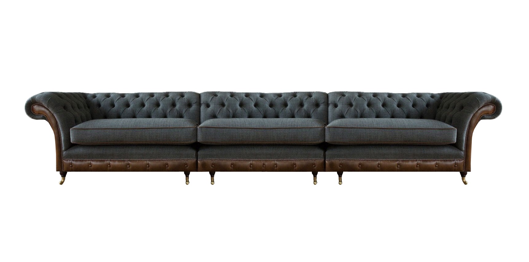 Dunkelgraue Chesterfield Sitzmöbel Wohnzimmer Designer Textil Couch Neu