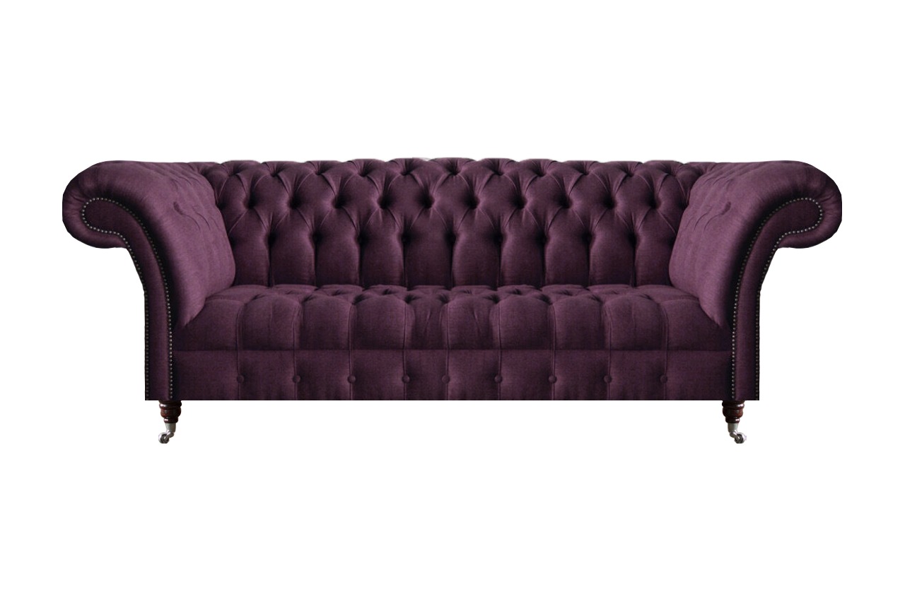 Designer Chesterfield Lila Stoffsofa Designer Couchen Luxus Dreisitzer
