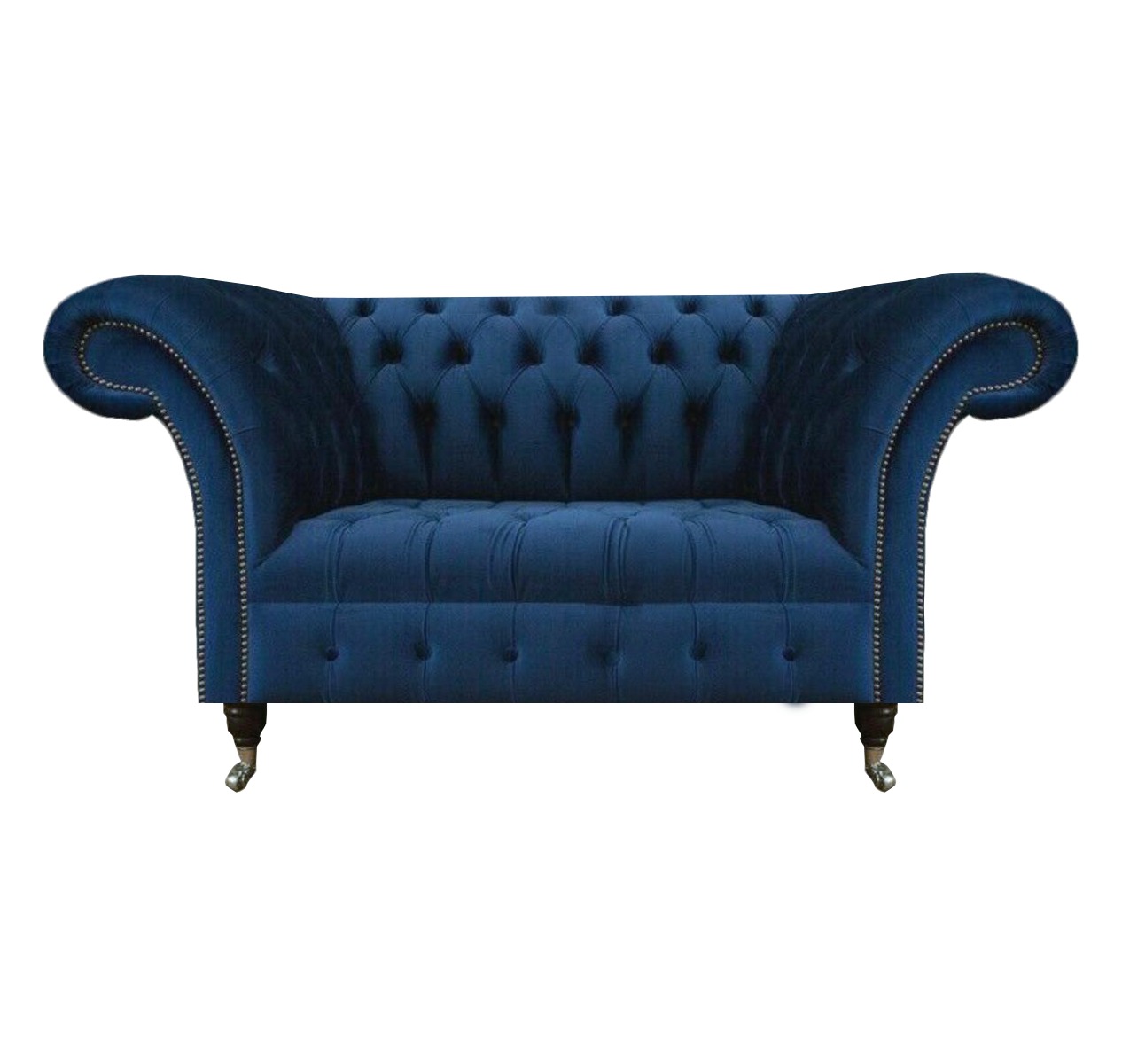 Blauer Chesterfield Zweisitzer Wohnzimmer Polster Sitzmöbel Luxus Couch