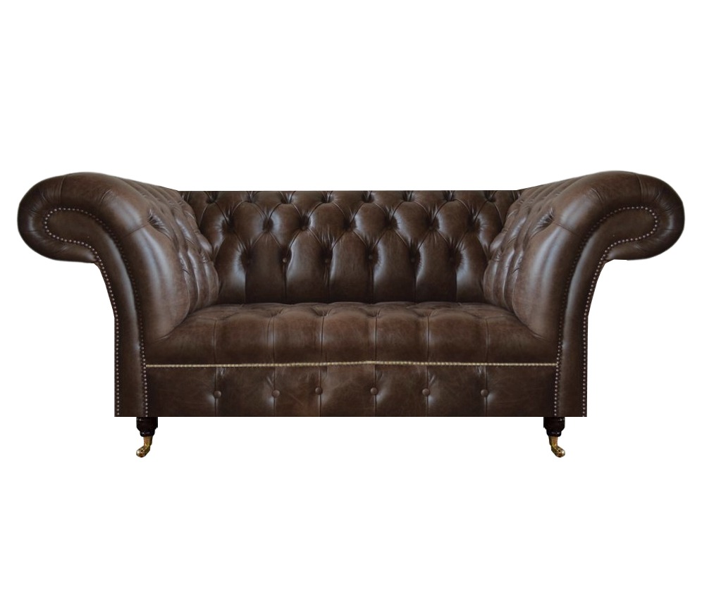 Brauner Chesterfield Leder Zweisitzer Moderne Wohnzimmer Designer Möbel