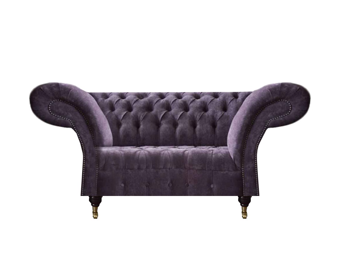 Lila Chesterfield Zweisitzer Moderne Wohnzimmer Polstercouch Edles Sofa