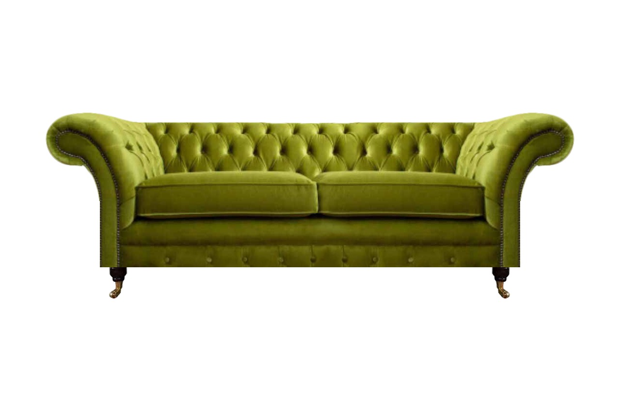 Wohnzimmer Olivengrüner Chesterfield Zweisitzer Polstersofas Edle Couch