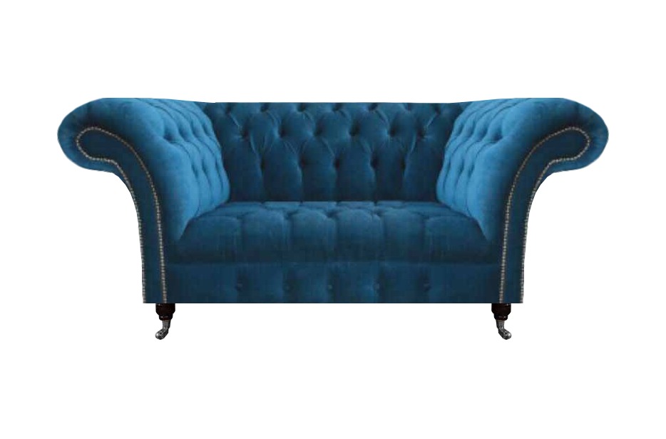 Schicker Blauer Chesterfield Zweisitzer Moderne Wohnzimmer Sitzmöbel