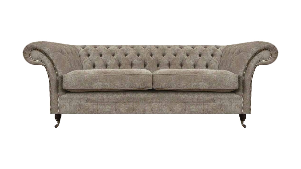 Designer Hellgrauer Chesterfield Zweisitzer Wohnzimmer Luxus Couchen