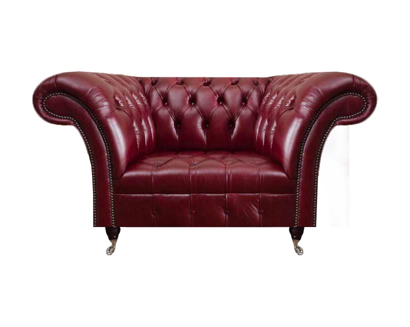 Chesterfield Roter Wohnzimmer Sessel Designer Leder Einsitzer 1-Sitzer