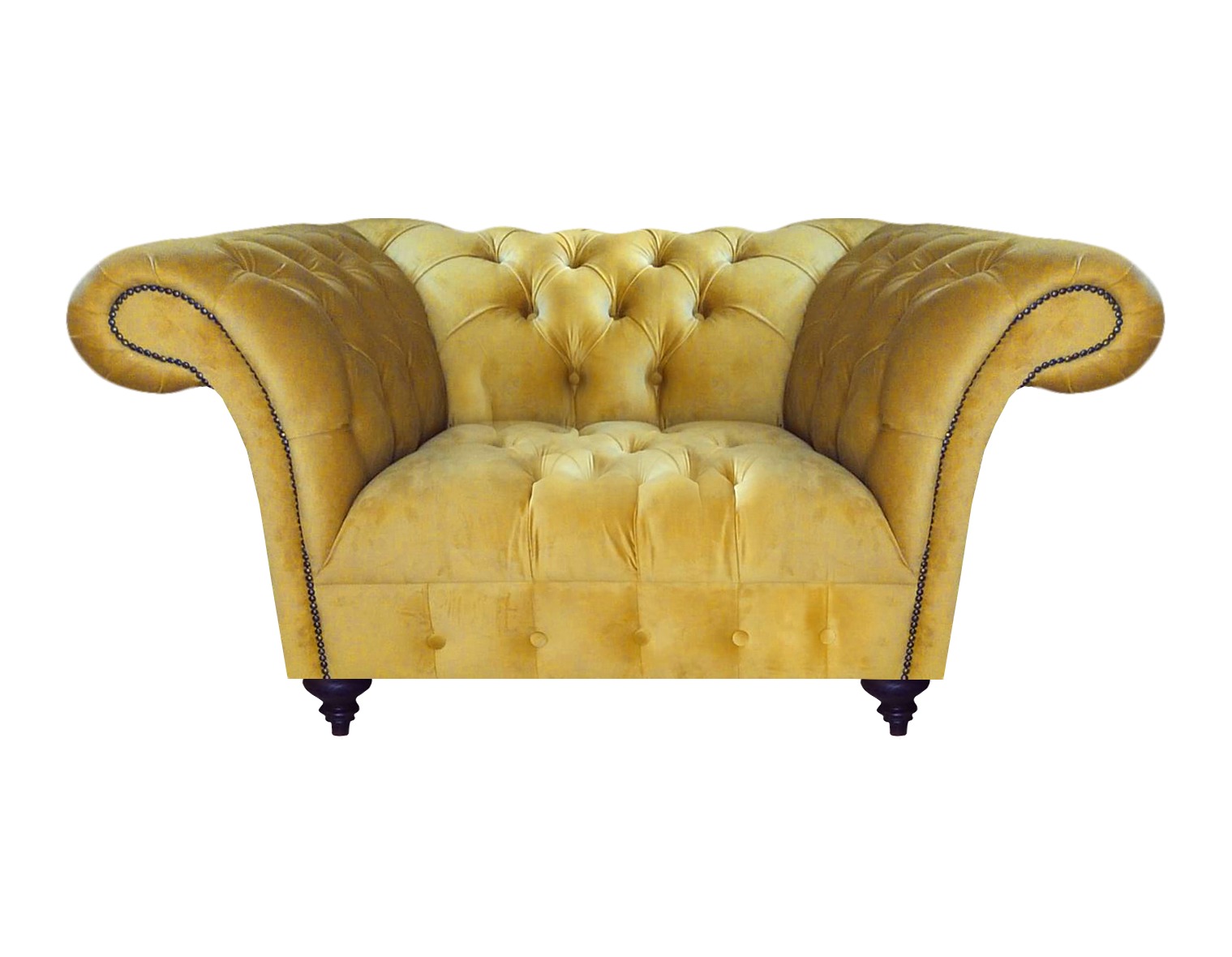 Gelber Luxus Chesterfield Einsitzer Moderner Polstersessel Lehnsessel