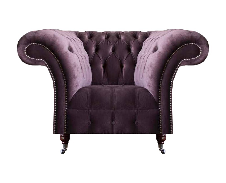 Luxuriöser Chesterfield Lila Sessel Wohnzimmer Einsitzer Moderne Möbel