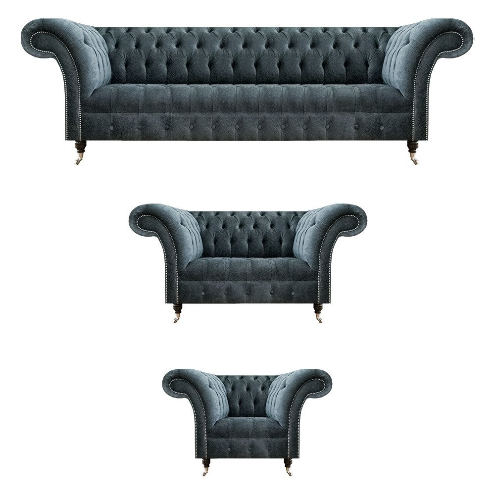 Chesterfield Graue Couchgarnitur Designer Polstersofas Edler Einsitzer