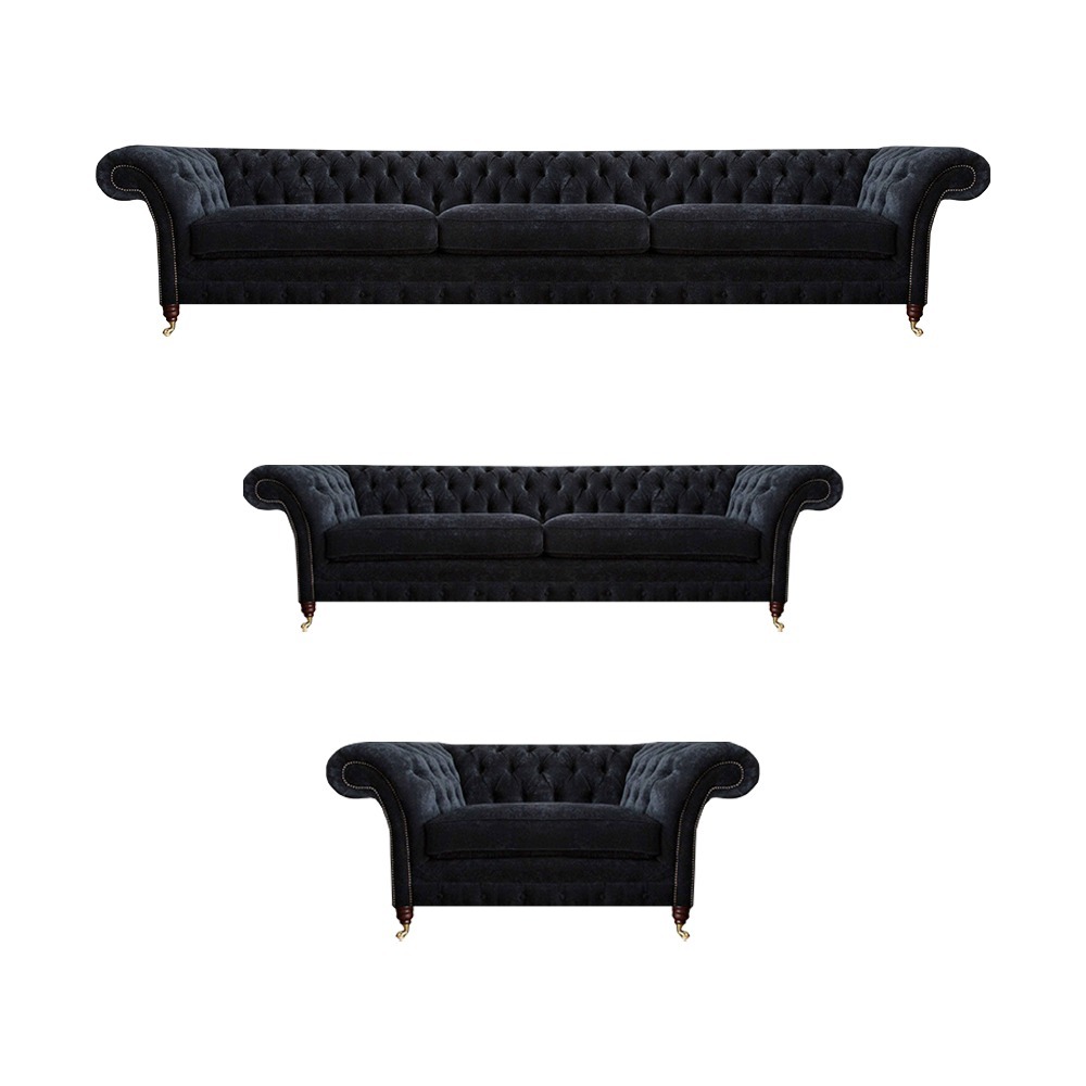 Schwarze Chesterfield Sofas Designer Wohnzimmer Polstercouchen Sessel