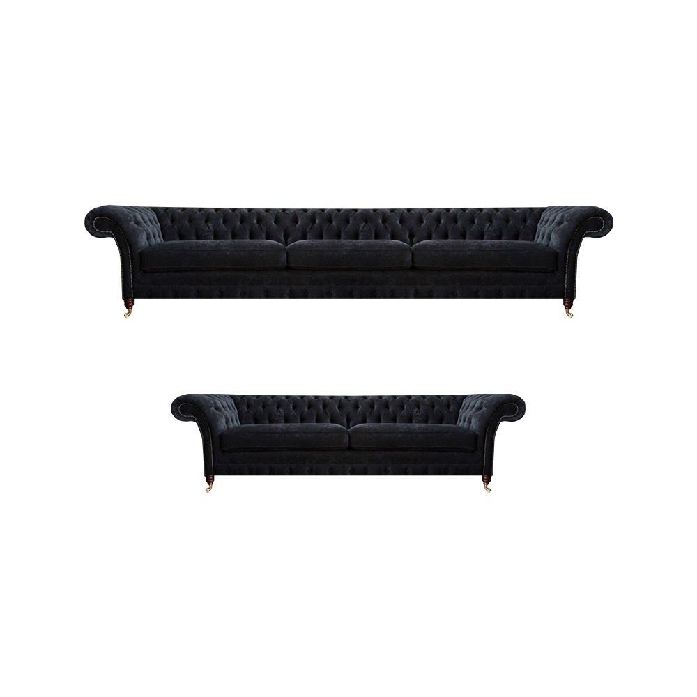 Schwarze Chesterfield Polstercouchen Designer Wohnzimmer Textil Sofas