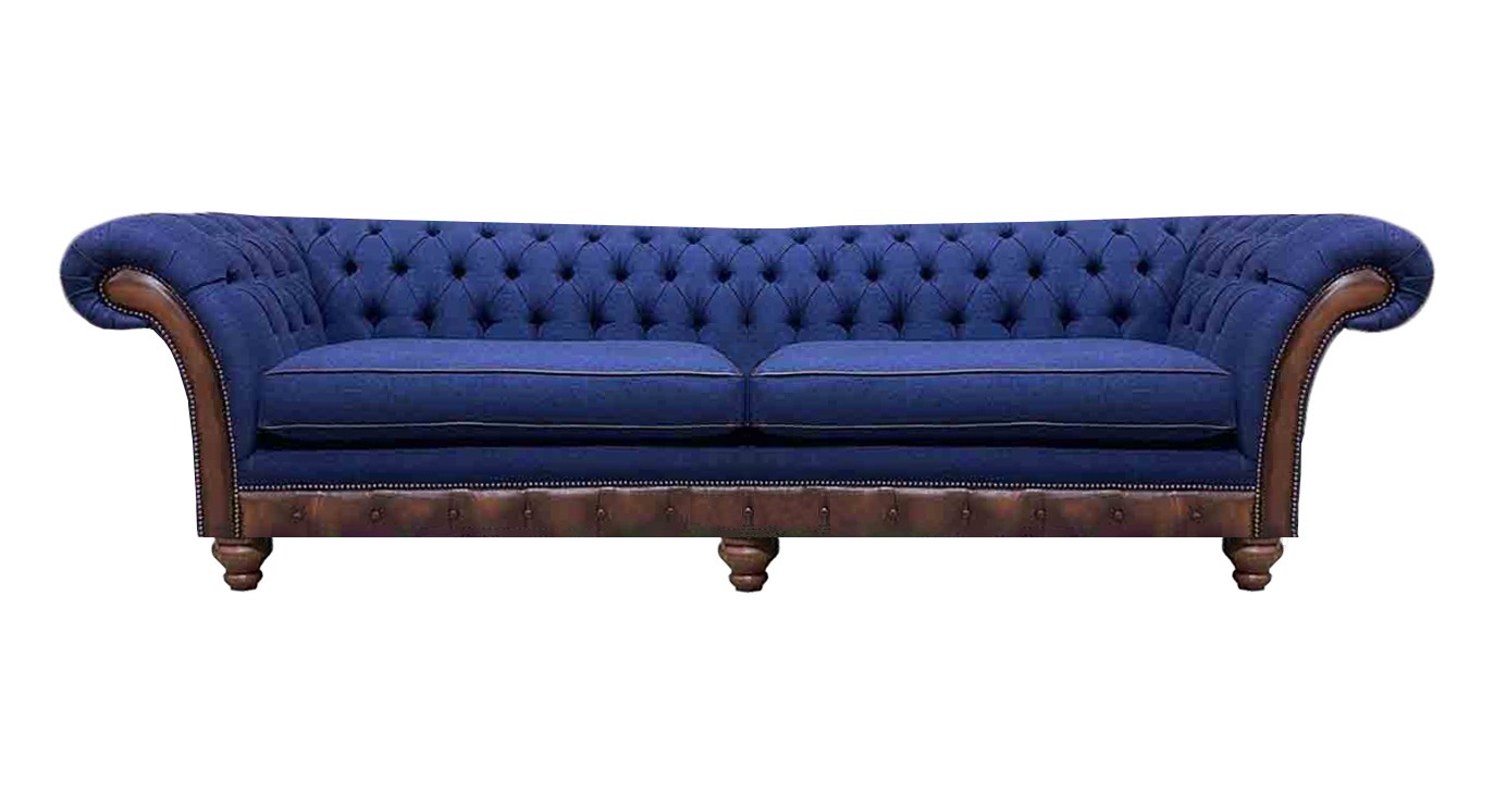 Dunkelblaue Chesterfield Polstercouch Wohnzimmer Zweisitzer Textil Möbel
