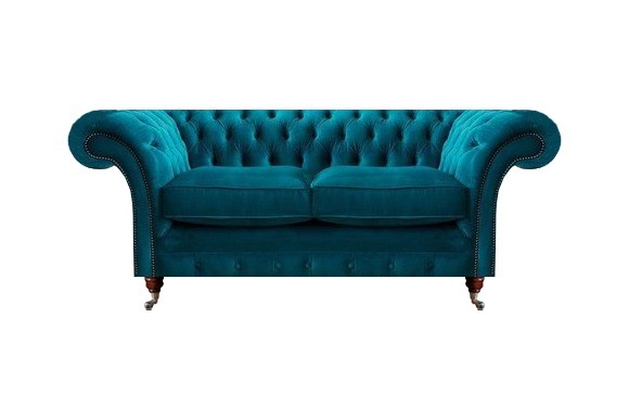 Wohnzimmer Modern Zweisitzer Sofa Couch Blau Modern Polster Stoff Textil