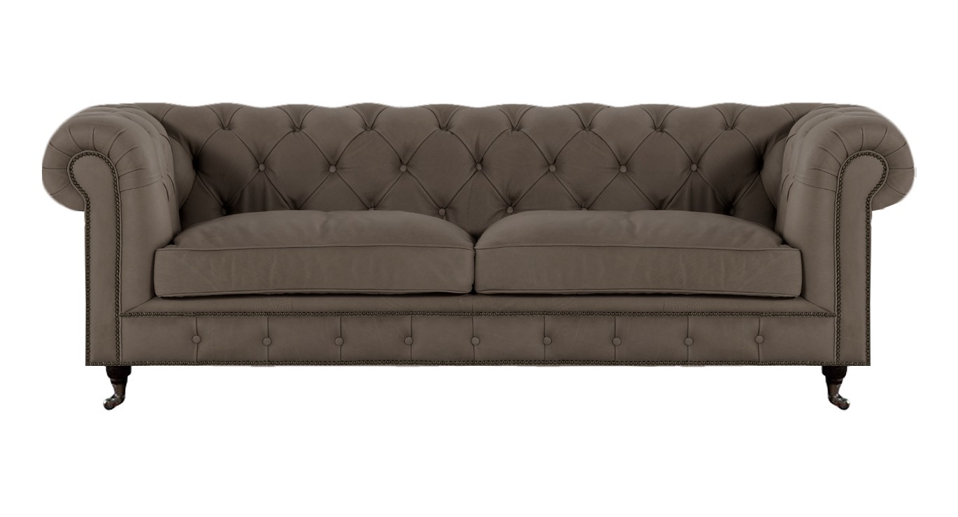 Polstermöbel Chesterfield Zweisitzer Sofa Couch Textil Grau Wohnzimmer