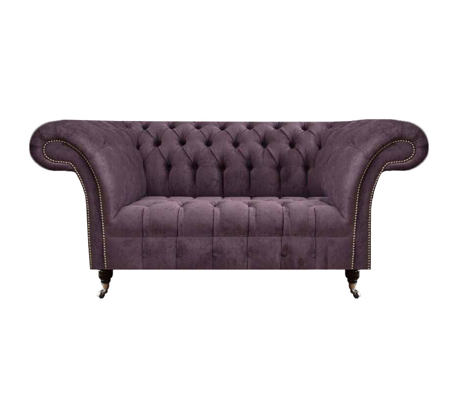 Schickes Lila Chesterfield Zweisitzer Designer Wohnzimmer Edler 2-Sitzer