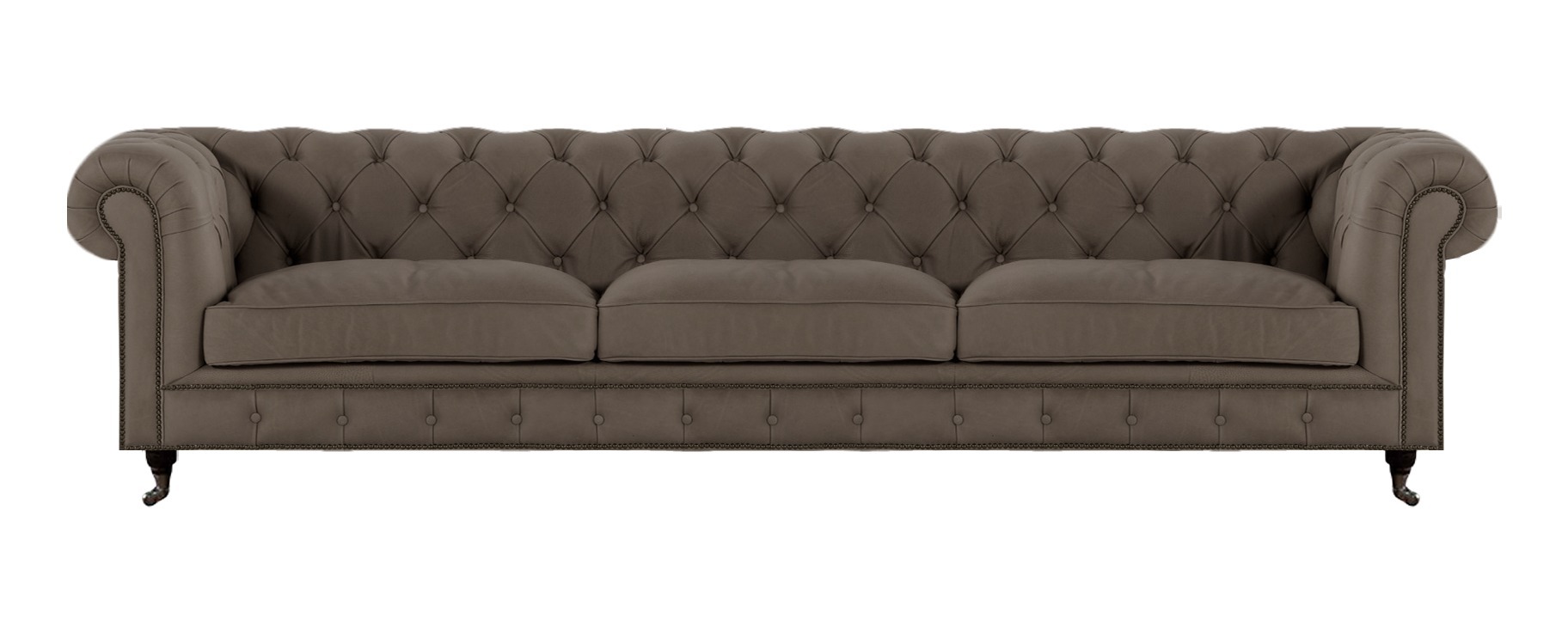 Dreisitzer Sofa Couch Polstermöbel Grau Textil Polstermöbel Chesterfield