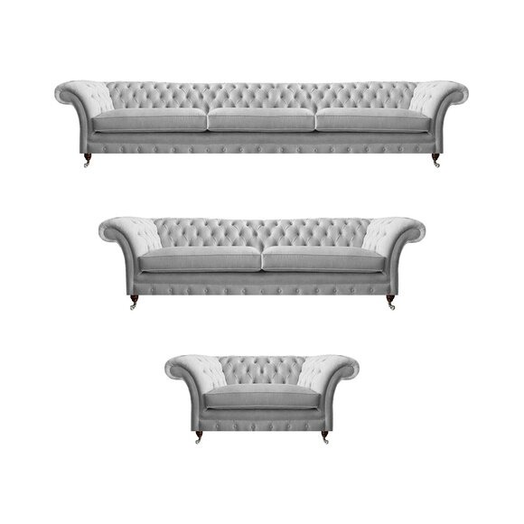 Weiße Chesterfield Couchen Designer Dreisitzer Luxus 2-Sitzer Sessel