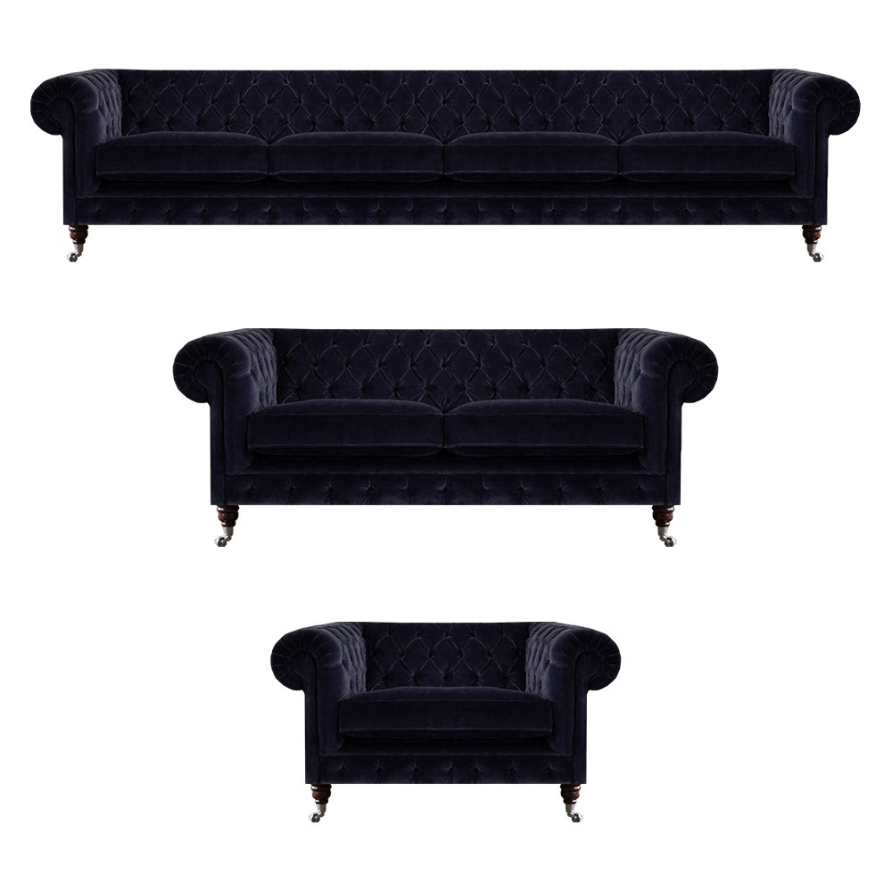 Luxuriöse Blaue Chesterfield Couchen Exklusiver 4-Sitzer Polstersessel