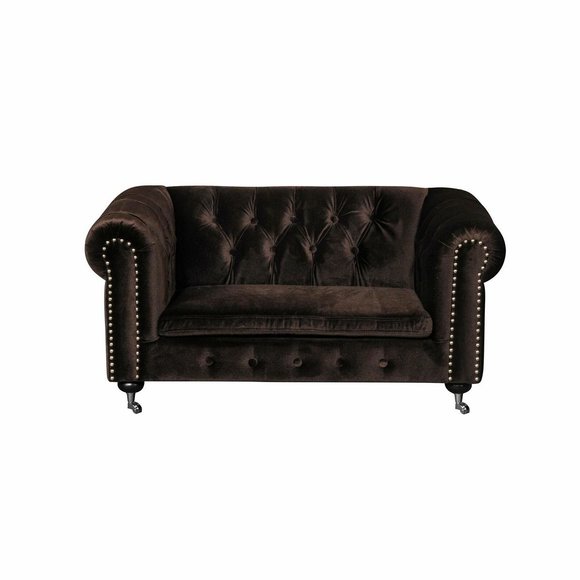 Schwarz Barock Sofa Couch - Chesterfield Stoff 2 Sitzer Leder Textil