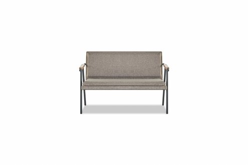 Graues Arbeitszimmer 2-Sitzer Sofa Exklusive Textil Büroeinrichtung