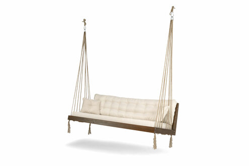 Stilvolles Hängesofa Designer Gartenmöbel Terrassen Holz Polstersofa