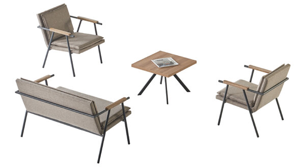 Designer Arbeitszimmer Sitzmöbel Kaffeetisch 2x Polstersessel 2-Sitzer