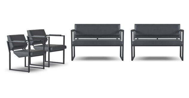 Schwarze Arbeitszimmer Designer Sitzmöbel Edle 2-Sitzer 2x Ledersessel