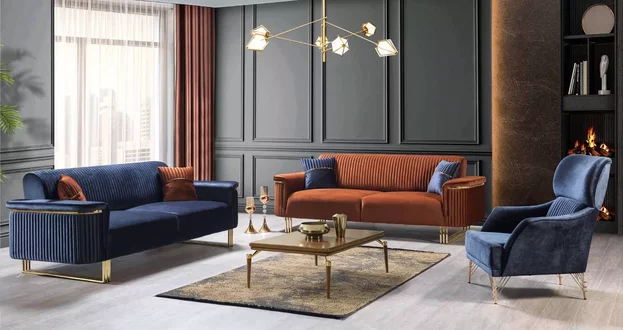 Moderne Wohnzimmer Sofagarnitur Designer Dreisitzer Sofas Polstersessel