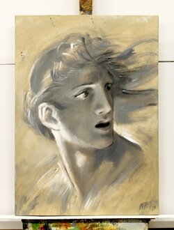 "Der schockierte junge Mann" Handarbeit Ölbilder Gemälde Leinwand G117444