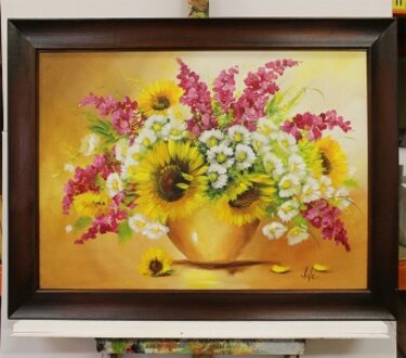 Blumenstrauß Handarbeit Ölbilder Gemälde Leinwand Ölbild Bild G118225