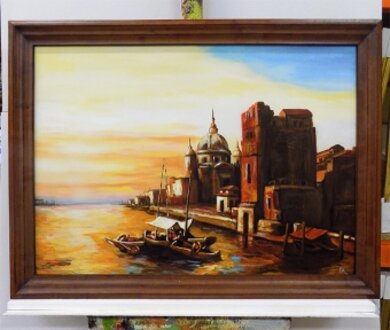 Abendstimmung in Venedig Handarbeit Ölbilder Gemälde Leinwand G118074