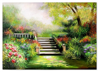 „Blühender Garten“ Handarbeit Ölbilder Gemälde Leinwand Ölbild G120056