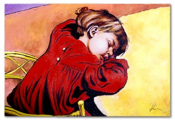 Kind in Rot Handarbeit Ölbilder Gemälde Leinwand Ölbild Bild G119546