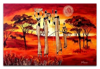 Sonnenuntergang in Afrika Handarbeit Ölbilder Gemälde Leinwand G02771