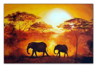 Sonnenuntergang in Afrika Handarbeit Ölbilder Gemälde Leinwand G00558